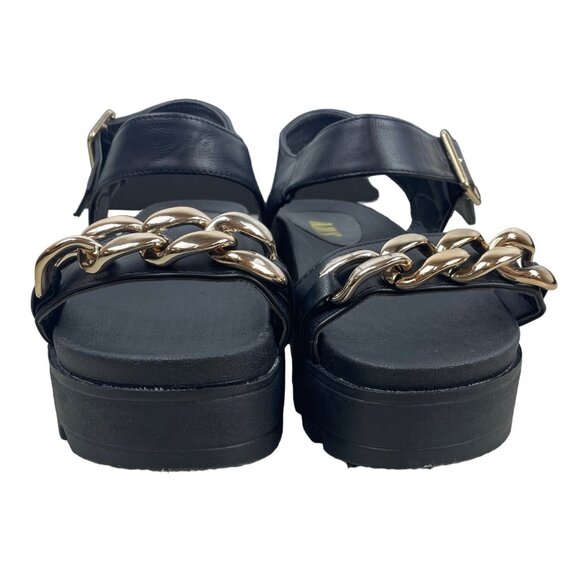 Black Sandals with Gold Chain Detail - Picture 3 of 9